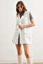 Women's Ecru Buttoned Pocket Boucle Vest Ylk- 19000050 - 6