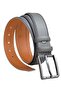 Gray Genuine Leather Solid Color Model 3.5 Cm. Classic Belt with Buckle - 215-Solid