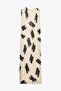 Ecru Contrast Patterned Halter Lined Long Premium Chiffon Dress - 6