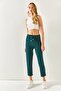 Women's Emerald Green Elastic Waist Pocket Carrot Pants PNT-19000203 - 8