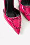 Bright Pink Stiletto | Vegan Leather, 7cm Heels, Ankle Strap, Buckle Pointed Toe Stylish Heels - 5