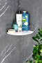 Economical Chrome Shampoo Rack with Crystal Shelf Adhesive Bathroom Corner Shower Shelf