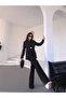Women's Single Big Button Blazer Jacket Pantalon Set - 4