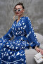 Full Length Buttoned Bat Sleeve Judge Collar Belt Dress - 7
