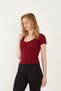Women's 2'Li Pieces V-Neck Ribbed Short Sleeve T-Shirt, Blouse - 6