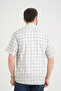 Men's Gray Short Sleeve Pocketed Cotton Summer Checkered Shirt - 4