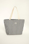 Navy Blue Colored Striped Women's Beach Bag Ca2503-2 - 2