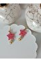 Pink Women's Earrings Polymer Clay Earrings Pink Star Pearl Earrings - 2