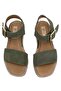 Elit Ziva Women's Genuine Leather Flat Sandals Khaki - 3