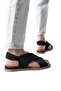 Elit Tera Women's Genuine Suede Leather Flat Sandals Black - 2