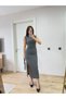 Pencil Skirt with Slit Fitting in the Waistline Pin-Ter Brand Equivalent Midi Length Long Design Zero Sleeve Stylish Dress