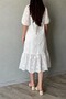 Women's White Lined Scallop Dress 26089 - 4