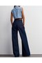 Copy - Copy - Women's Loose Palazzo Lycra High Waist Jeans - 2