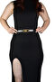 100% Genuine Leather, Gold Color Buckle, Thin 2 cm Black Women's Dress, Trouser Belt; Long.Zincir - 6