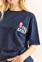 Women's Navy Blue Front Back Printed Cotton T-Shirt Tsh-19000894 - 6