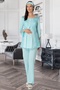 Women's Turquoise Lace Detailed Maternity Pajama Set with Dressing Gown - 2