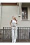 White Shoulder Detail Wrapped Bottom Top Set - 3
