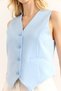 Women's Baby Blue Flannel Pocket Premium Lined Double Vest Ylk-19000057 - 5
