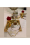 Stainless Gold Rose Detailed Coffee Cake Presentation Tray Set of 6 - 5