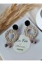 Black-Beige with Steel Earrings Bohemian & Ethnic Pattern Textured Natural Stone Dangle Women's Earrings Polymer Clay Earrings