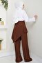 Bitter Brown Crepe Trousers with Cross Tie Detail - 4