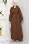 Brown Trench Coat with Long Lining and Cover Detail
