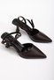 Short Heeled Banded Skin Bitter Brown Women's Shoes