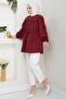Stone Buttoned Gathered Claret Red Shirt - 4