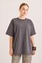 Oversize Crew Neck Basic Tshirt Smoked - 2