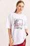Printed embroidery detailed cotton supreme comfortable fit white t-shirt - 3