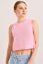 Zero Sleeve Round Neck Cool Crop Tshirt Pink - 5