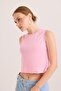 Zero Sleeve Round Neck Cool Crop Tshirt Pink - 4