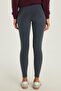 Women's Super Slim Elastic Waist Interlock Standard Size Normal Waist Anthracite Tights - 5