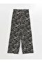 Lcw Modest Black Elastic Waist Patterned Women's Palazzo Pants - 6