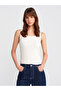 10748 Strappy Corded Fine Textured Knitwear Blouse-White