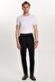 Men's Slim Fit Chino Stretch Side Pocket Front Zipper Cotton Textured Black Trousers - 5