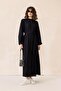Guipure Dress with Button and Brit Accessories Black 9297-E - 3