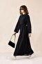 Guipure Dress with Button and Brit Accessories Black 9297-E - 2