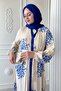 Colorful Boydan Piping Detail Navy Blue Viscose Dress - 4