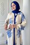 Colorful Boydan Piping Detail Navy Blue Viscose Dress - 6