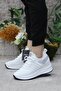 Wedge Heel Lace-Up Casual Sneaker Sports Shoes White - 2