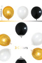 30 Metallic Pearlescent Gold-White-Black Mixed Balloons, Helium Filled - 4