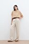 Patterned Loose Blouse - Camel - 2