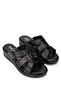 Women's Genuine Leather Black Heeled Slippers - 3