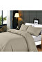 3-Piece Duvet Cover Set, 100% Cotton Stripe Sateen Fabric, Stone