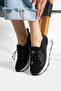 Black Lace-Up Sneakers Comfort Soft Sole Sneaker