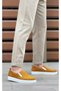 Laceless Velvet Men's Casual Shoes Mustard (White Sole) - 2