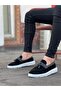 Laceless Tasseled Men's Shoes Black Suede (White Sole) - 2