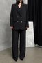 Women's Two-Piece Blazer Jacket Pants Suit Accessories Rose and Button Detail Loose Wide Leg - 2