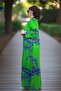 Front to Back Buttoned Pocketed Three Quarter Sleeve Extra Large Size Cotton Viscose Dress - 4